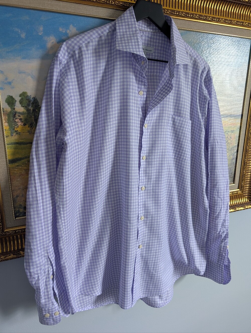 Peter Millar Lavender Gingham Dress Shirt